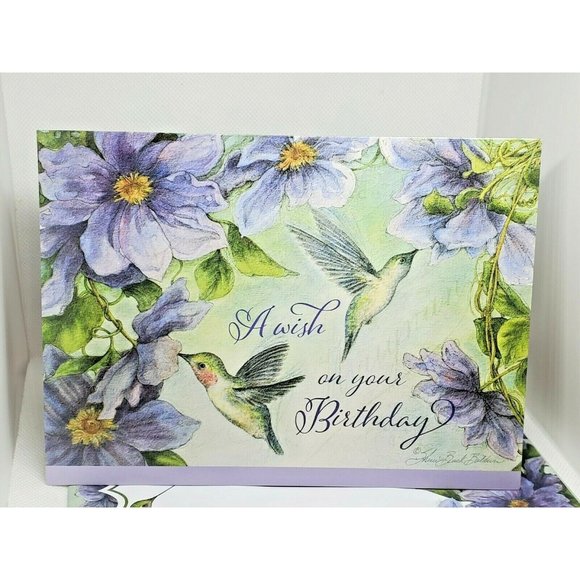 A Wish On Your Birthday Thoughts And Inspirations Bird Floral Greeting Card - Picture 4 of 10